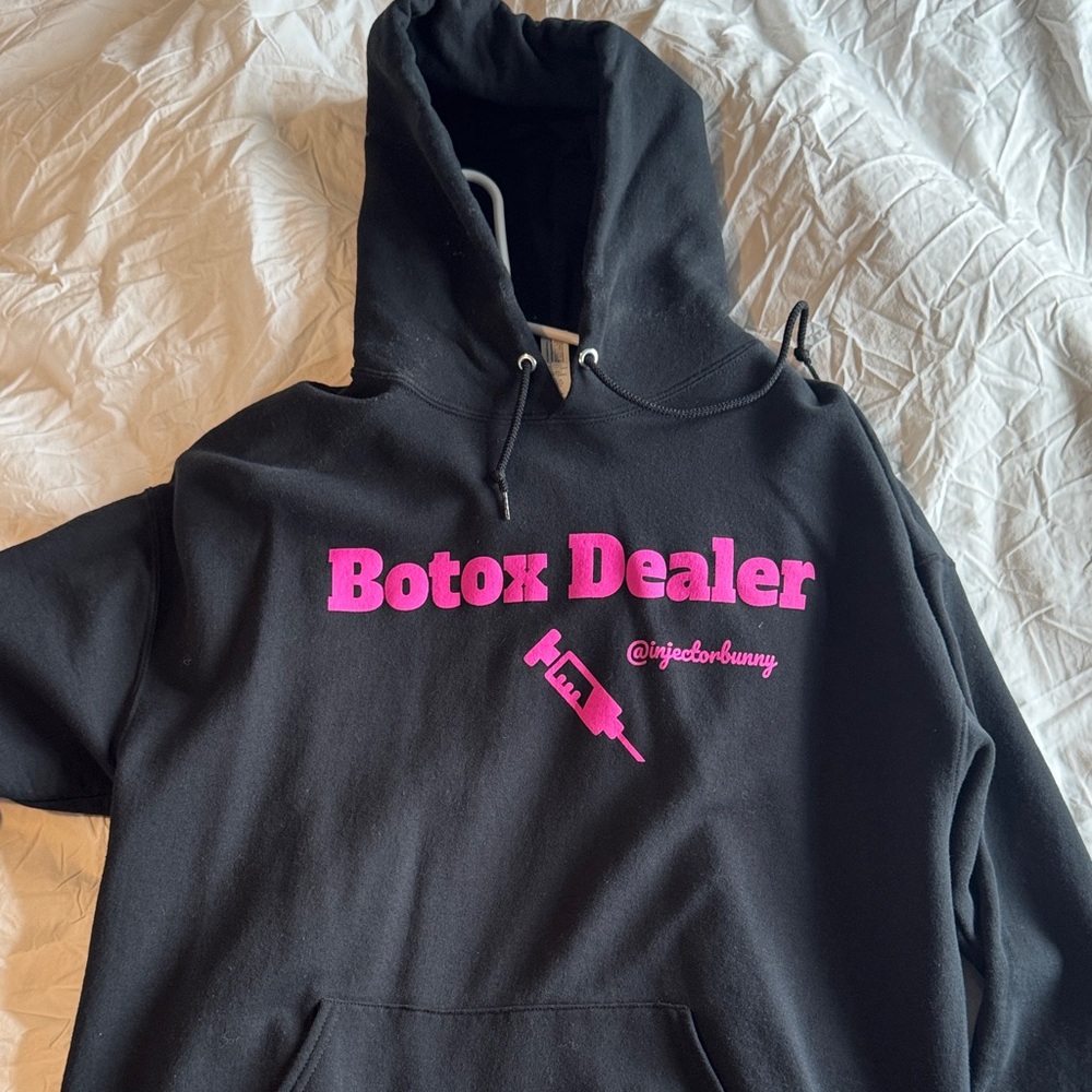 Botox Dealer Black Hoodie with Hot Pink Graphic